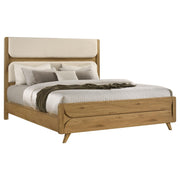 Bennett 78-inch California King Upholstered Panel Bed Cream and Light Oak - 222901KW