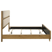 Bennett 78-inch California King Upholstered Panel Bed Cream and Light Oak - 222901KW