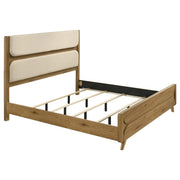 Bennett 78-inch Eastern King Upholstered Panel Bed Cream and Light Oak - 222901KE