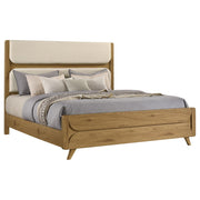 Bennett 78-inch Eastern King Upholstered Panel Bed Cream and Light Oak - 222901KE