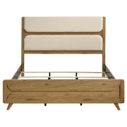 Bennett 78-inch Eastern King Upholstered Panel Bed Cream and Light Oak - 222901KE
