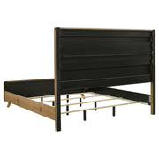 Bennett 78-inch Eastern King Upholstered Panel Bed Cream and Light Oak - 222901KE