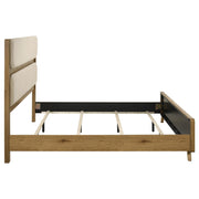 Bennett 78-inch Eastern King Upholstered Panel Bed Cream and Light Oak - 222901KE