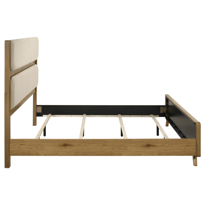 Bennett 78-inch Eastern King Upholstered Panel Bed Cream and Light Oak - 222901KE