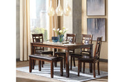 Bennox Brown Dining Table and Chairs with Bench (Set of 6) - DMV FurnitureDining Room Set