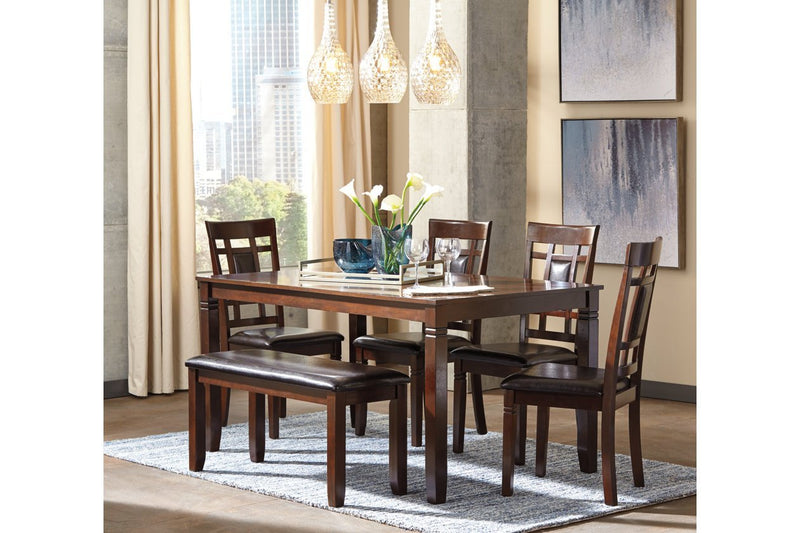 Bennox Brown Dining Table and Chairs with Bench (Set of 6) - DMV FurnitureDining Room Set