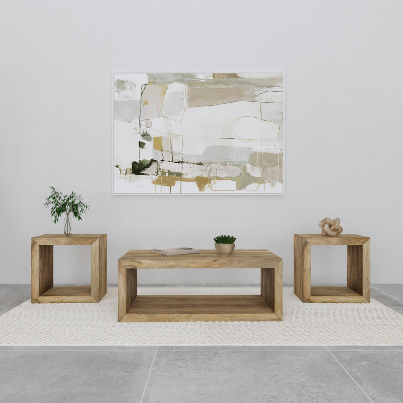 Benton 3-piece Solid Mango Coffee and End Table Set Natural - 704838-S3