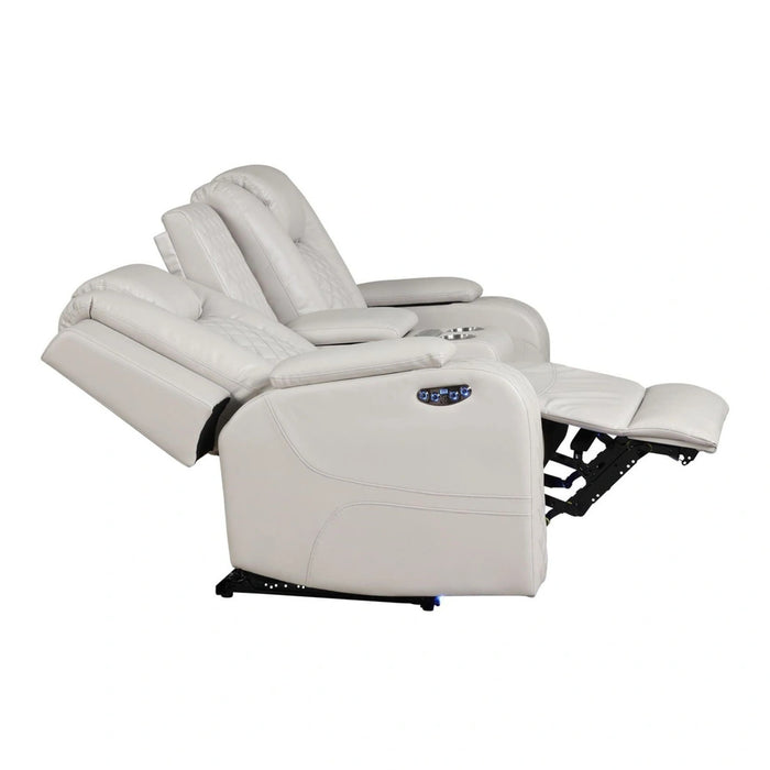 Benz Faux Leather Power Reclining Loveseat with Bluetooth Speaker, LED Lighting & USB Charger