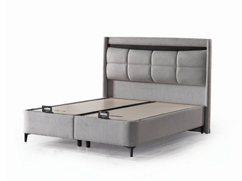 Bergama Storage Bed With Headboard - Queen in Light Grey - 200-ELIF-BER-150-EY354-SB