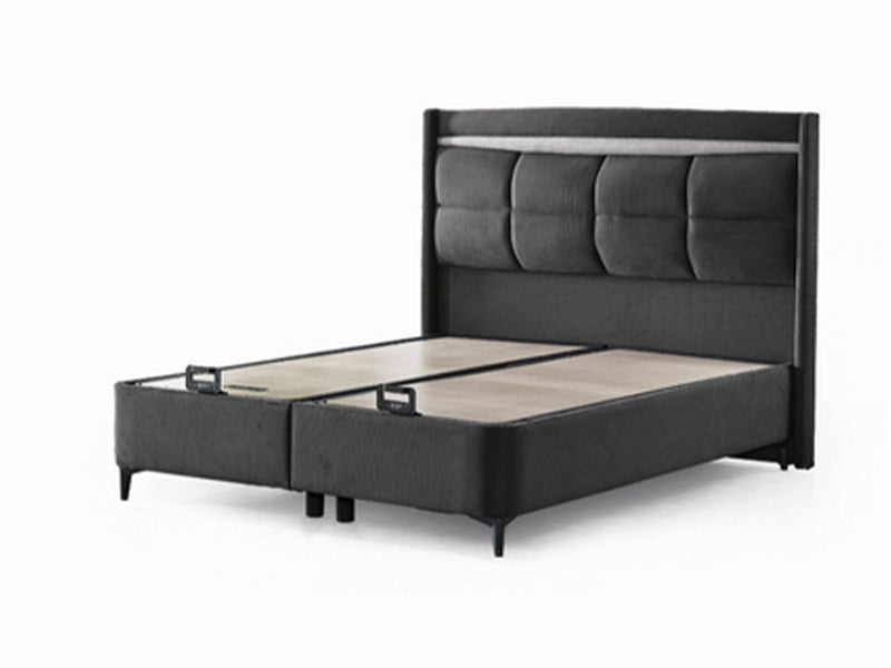 Bergama Storage Bed With Headboard - Queen in Light Grey - 200-ELIF-BER-150-EY354-SB