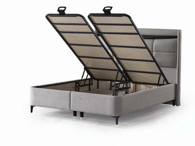 Bergama Storage Bed With Headboard - Twin in Dark Grey - 200-ELIF-BER-90-EY350-SB