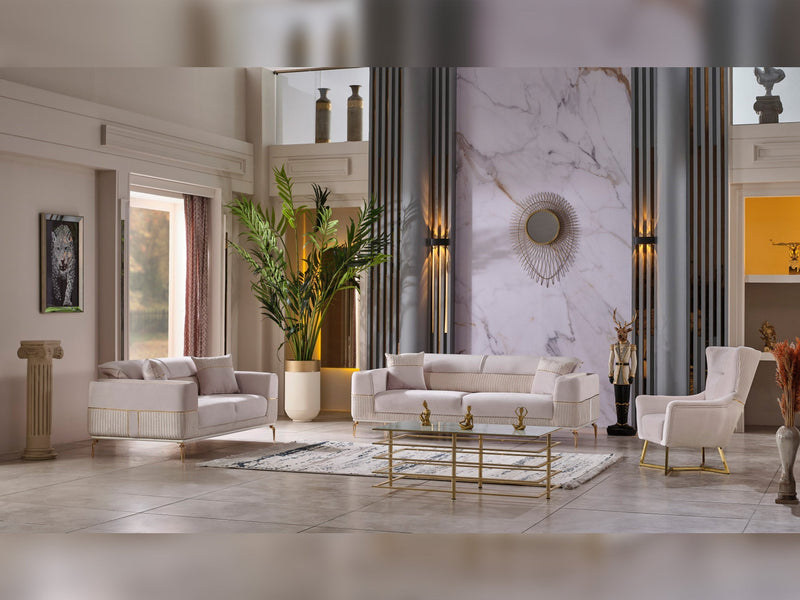 Berlin 3-pieces (Sofa & 2 Chair)Livingroom Set Beige in Beige - 101-BER-LV925-311