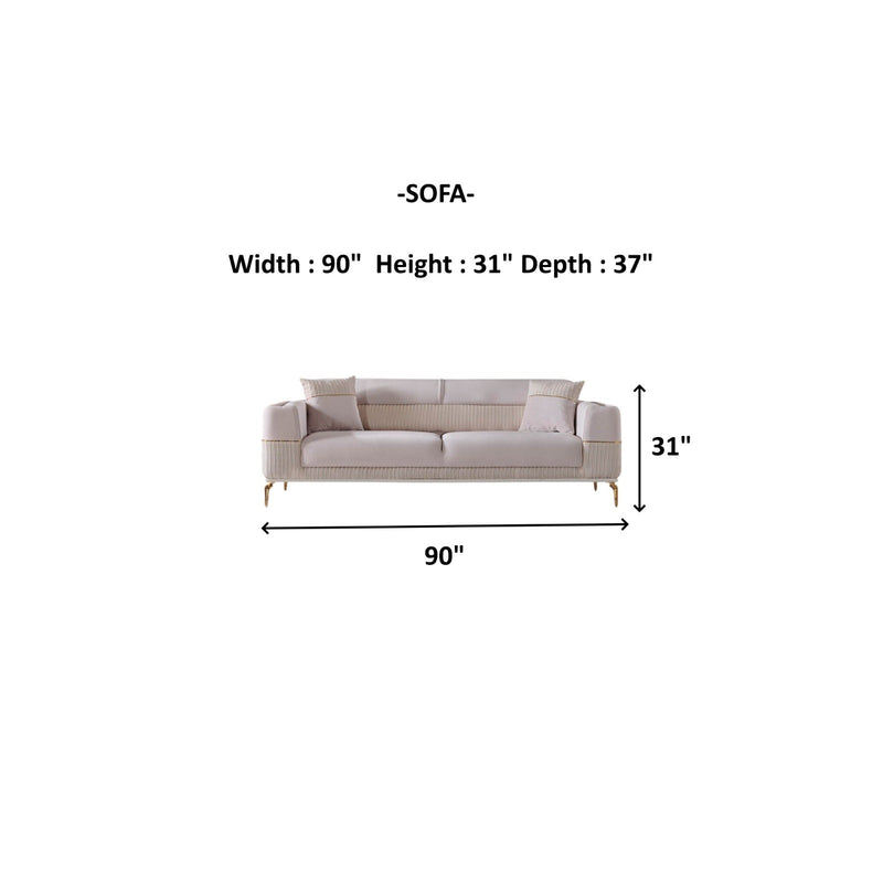 Berlin 3-pieces (Sofa & Loveseat & Chair)Livingroom Set Beige in Beige - 101-BER-LV925-321