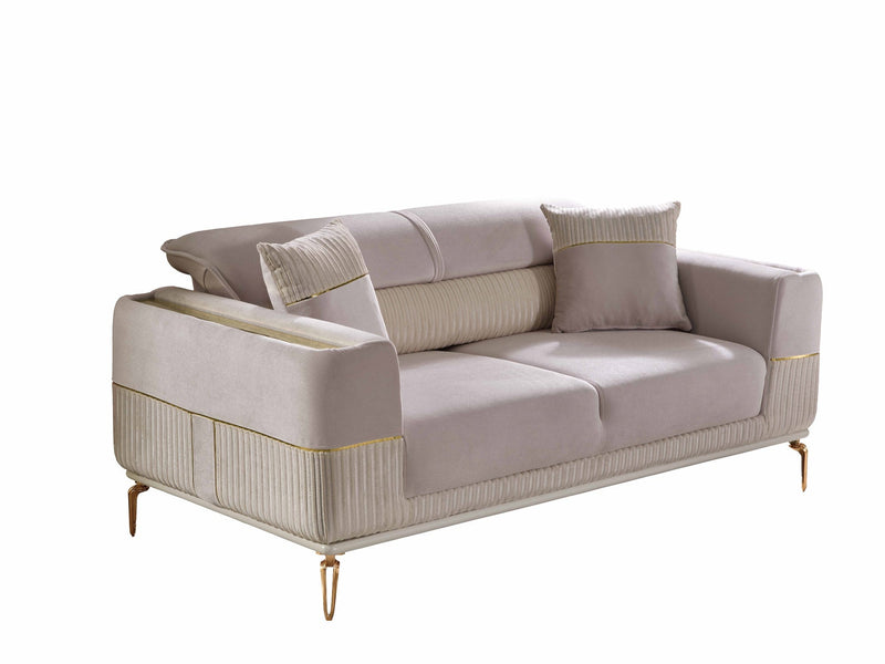 Berlin 4-pieces (2 Sofa & 2 Chair)Livingroom Set Beige in Beige - 101-BER-LV925-3311