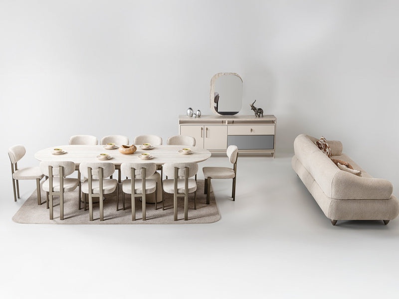 Bern Diningroom (Consol With Mirror & Dining Table & 6 Dining Chair) - 115-BERN-DT-6-SET