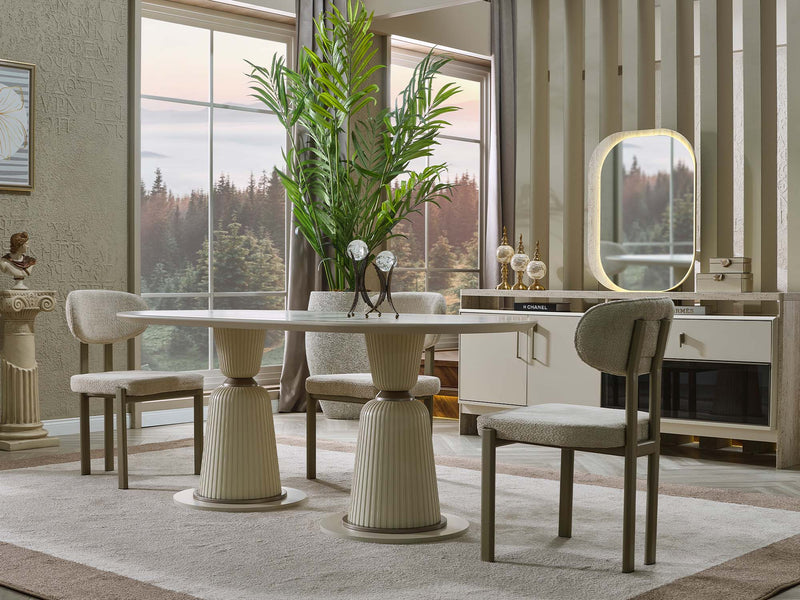 Bern Diningroom (Consol With Mirror & Dining Table & 6 Dining Chair) - 115-BERN-DT-6-SET