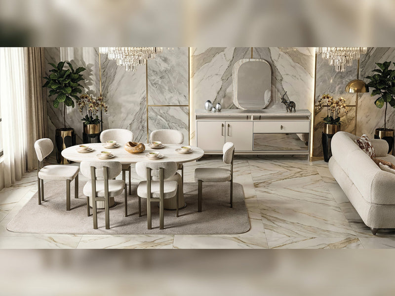 Bern Diningroom (Consol With Mirror & Dining Table & 6 Dining Chair) - 115-BERN-DT-6-SET