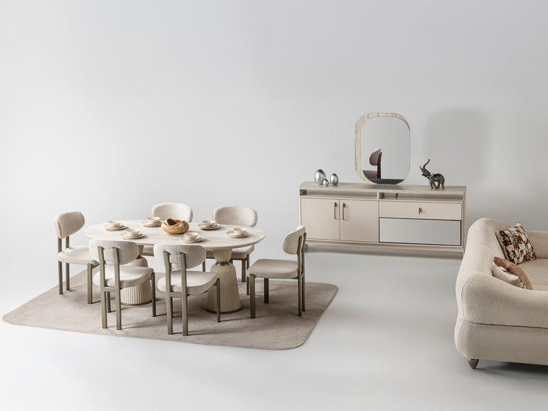 Bern Diningroom (Consol With Mirror & Dining Table & 6 Dining Chair) - 115-BERN-DT-6-SET