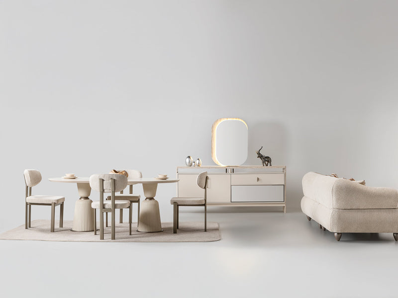 Bern Diningroom (Consol With Mirror & Dining Table & 6 Dining Chair) - 115-BERN-DT-6-SET