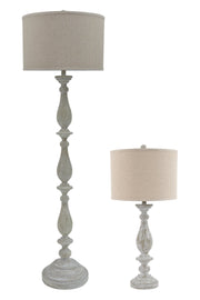 Bernadate 3-Piece Floor Lamp with 2 Table Lamps Set in Whitewash from Ashley - DMV Furniture