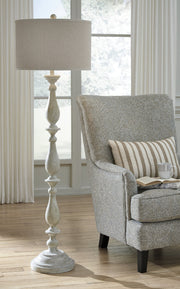 Bernadate 3-Piece Floor Lamp with 2 Table Lamps Set in Whitewash from Ashley - DMV Furniture