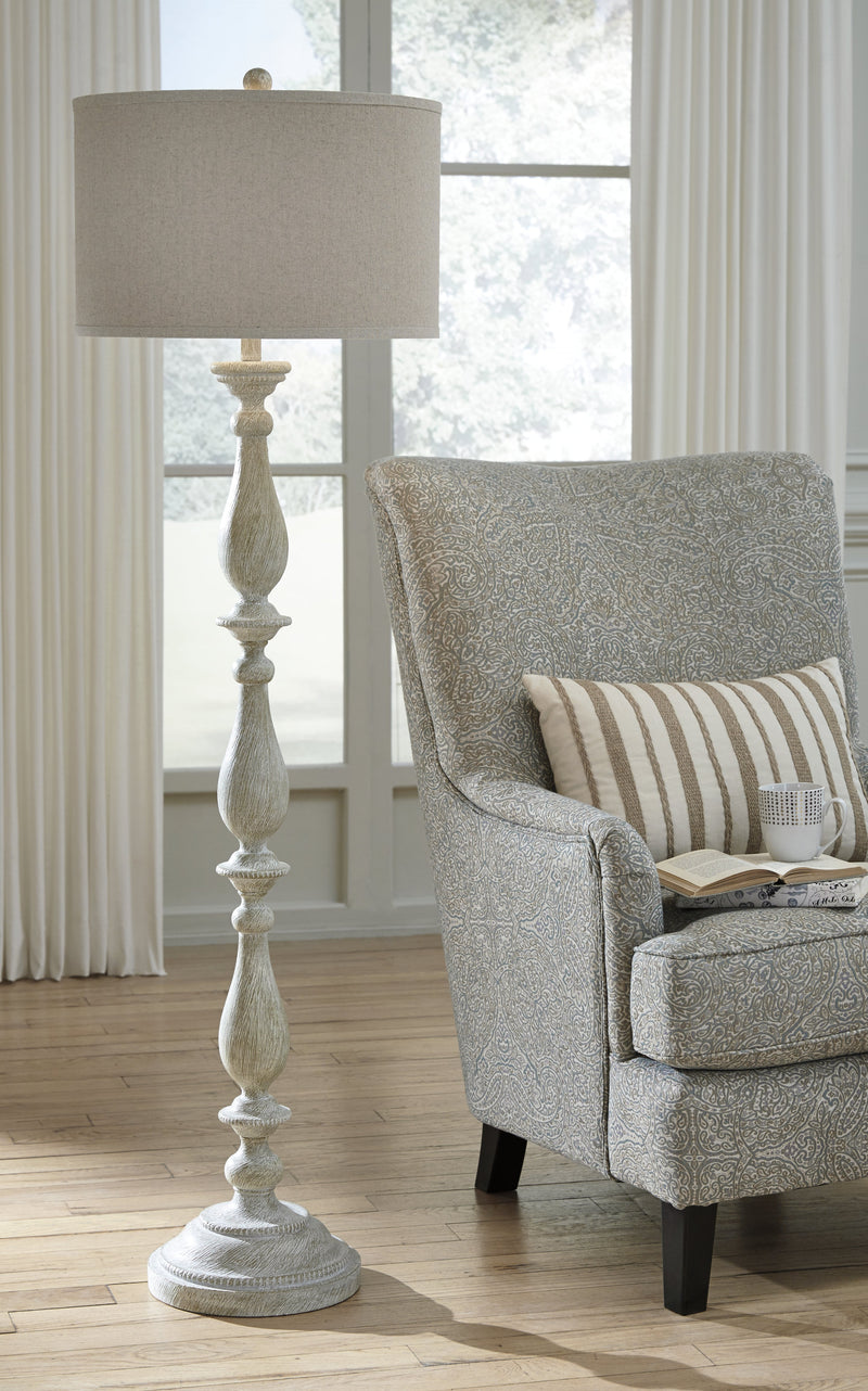 Bernadate 3-Piece Floor Lamp with 2 Table Lamps Set in Whitewash from Ashley - DMV Furniture
