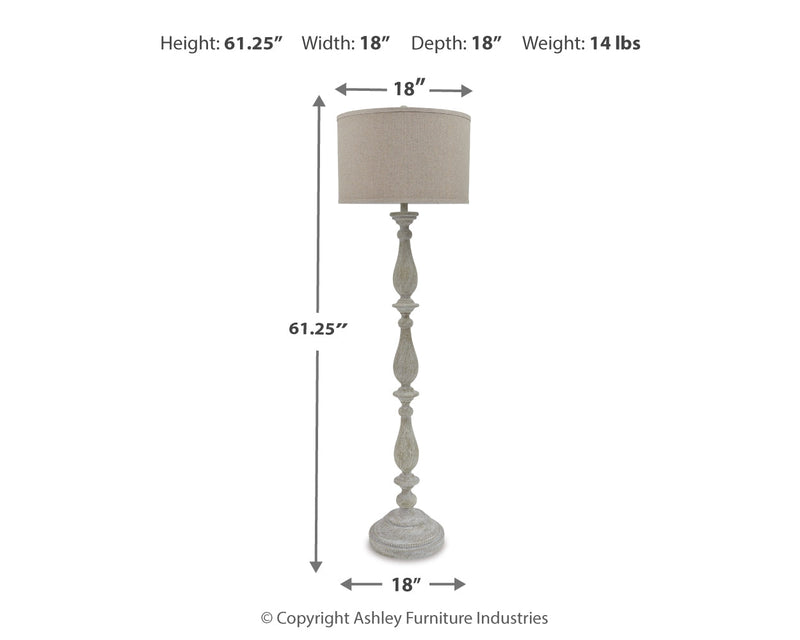 Bernadate 3-Piece Floor Lamp with 2 Table Lamps Set in Whitewash from Ashley - DMV Furniture