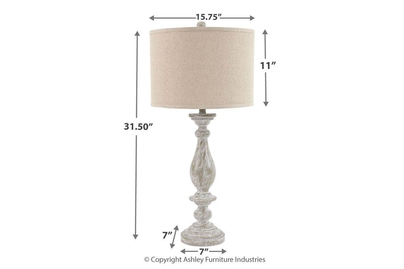 Bernadate Whitewash Table Lamp (Set of 2) - DMV FurnitureTable Lamp Pair