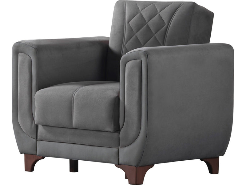 Berre Armchair Plain Grey in Grey - 102-BER-DZ203-1P