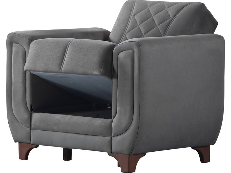 Berre Armchair Plain Grey in Grey - 102-BER-DZ203-1P