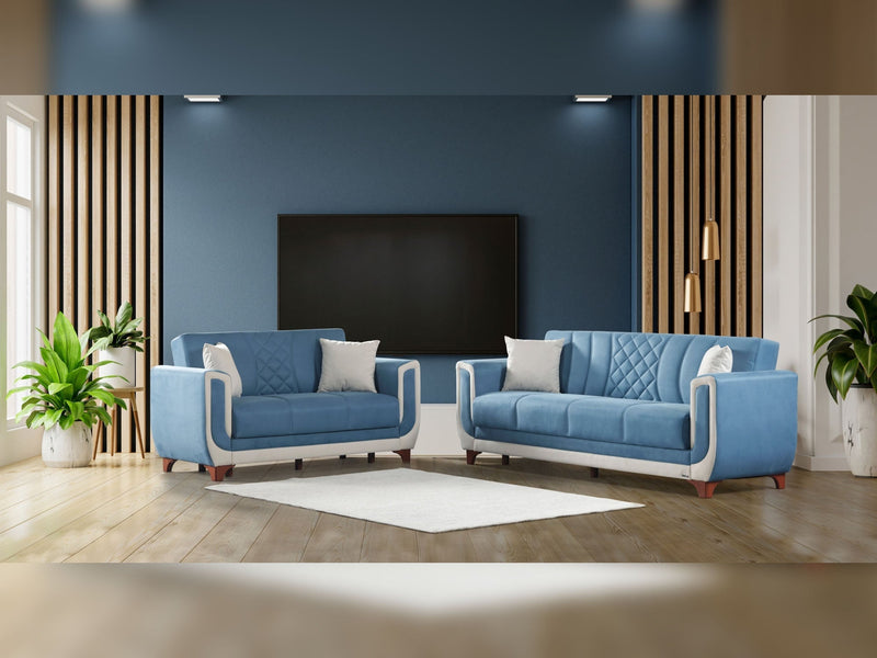 Berre Convertible Loveseat Blue in Blue - 101-BER-DZ205-2