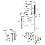 Bettin Vanity Set with Sliding Mirror and Stool Golden Oak - 930120