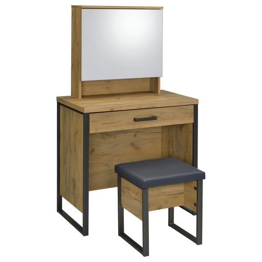 Bettin Vanity Set with Sliding Mirror and Stool Golden Oak - 930120