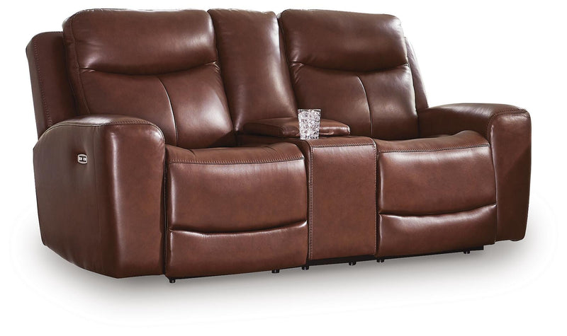 Bexhurst Mahogany Power Reclining Loveseat with Console - PCU1210218