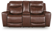 Bexhurst Mahogany Power Reclining Loveseat with Console - PCU1210218