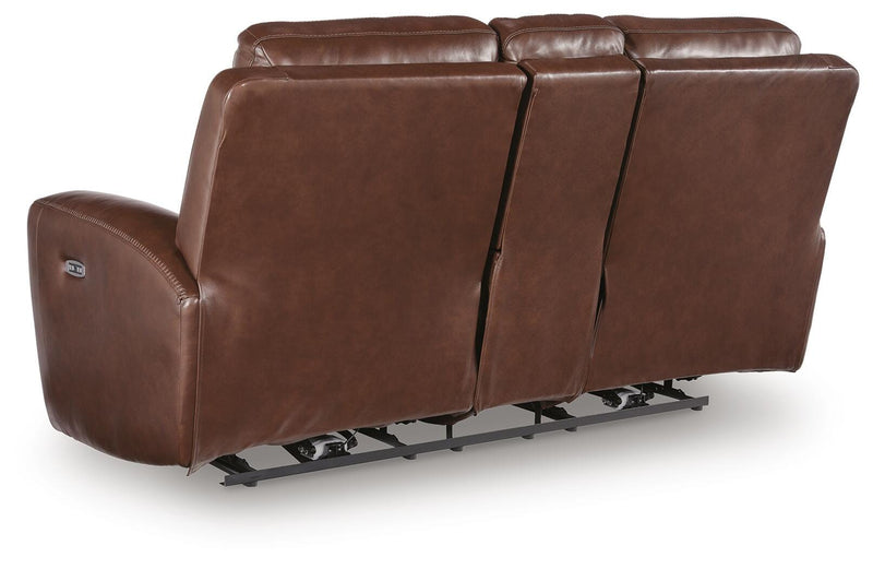 Bexhurst Mahogany Power Reclining Loveseat with Console - PCU1210218