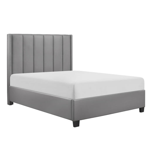 BHE5876FGY-54* (2) 54" Full Size Gray Vinyl Platform Bed  (Regular Full Size Platform Bed with Mattress inside Rails and Footboard) - BHE5876FGY-54*