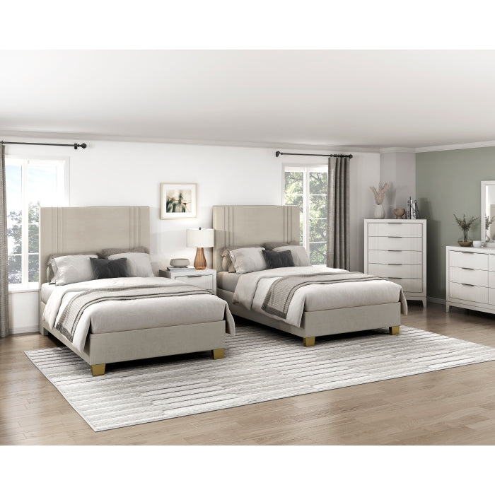 BHE5878BE-39* (2) 39” Beige Microfiber Platform Bed - BHE5878BE-39*