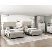 BHE5878BE-48* (2) 48" Beige Microfiber Platform Bed - BHE5878BE-48*