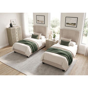 BHE5878BE-48* (2) 48" Beige Microfiber Platform Bed - BHE5878BE-48*