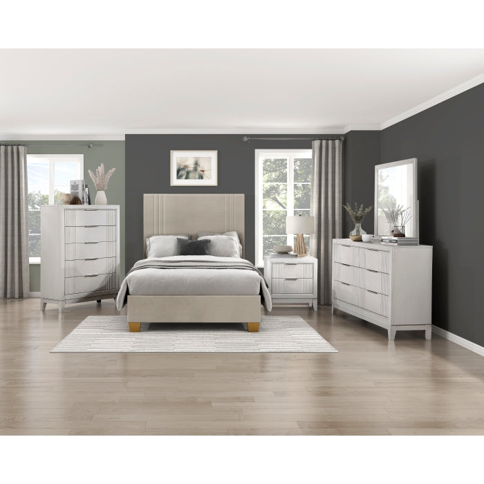 BHE5878BE-54* (2) 54" Beige Microfiber Platform Bed - BHE5878BE-54*