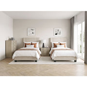 BHE5878NLB-48* (2) 48” Light Beige Microfiber Platform Bed - BHE5878NLB-48*