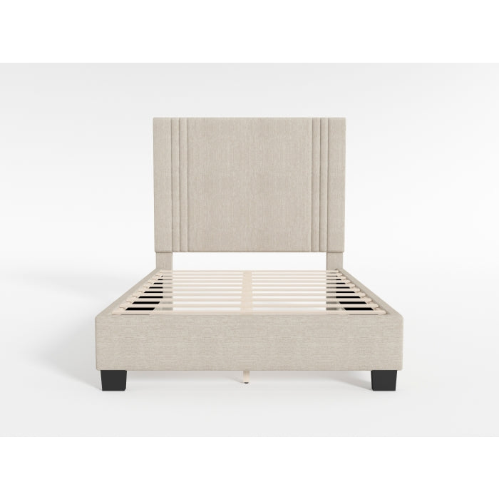 BHE5878NLB-54* (2) 54” Light Beige Microfiber Platform Bed - BHE5878NLB-54*