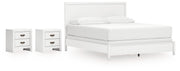 Binterglen California King Panel Bed with 2 Nightstands in White from Ashley - DMV Furniture