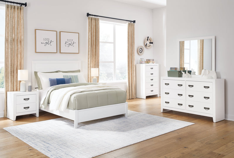 Binterglen California King Panel Bed with Dresser and Nightstand in White - DMV FurnitureBedroom Set