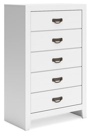 Binterglen California King Panel Bed with Mirrored Dresser and Chest in White from Ashley - DMV Furniture