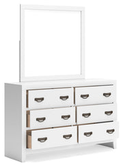 Binterglen California King Panel Bed with Mirrored Dresser and Chest in White from Ashley - DMV Furniture