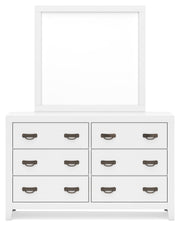 Binterglen California King Panel Bed with Mirrored Dresser, Chest and Nightstand in White from Ashley - DMV Furniture
