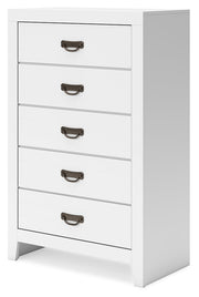 Binterglen California King Panel Bed with Mirrored Dresser, Chest and Nightstand in White from Ashley - DMV Furniture