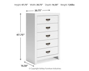 Binterglen California King Panel Bed with Mirrored Dresser, Chest and Nightstand in White from Ashley - DMV Furniture